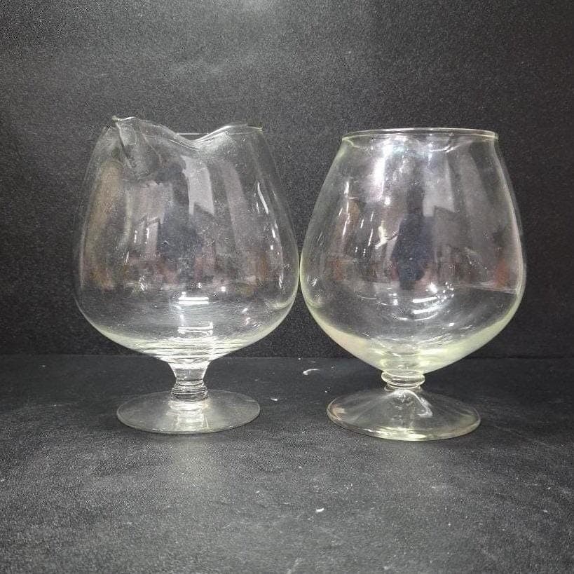 Cognac Large Clear Glasses, Set of 2, Pour Spout, Brandy Snifters, Barware - Thumbnail 10