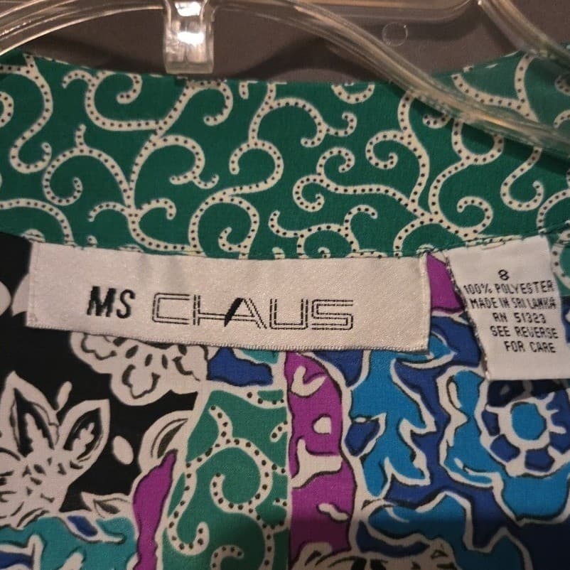 Ms Chaus Vintage Open Front Cardigan, Patchwork Floral Green Blue, Women's Sze 8 - Thumbnail 5