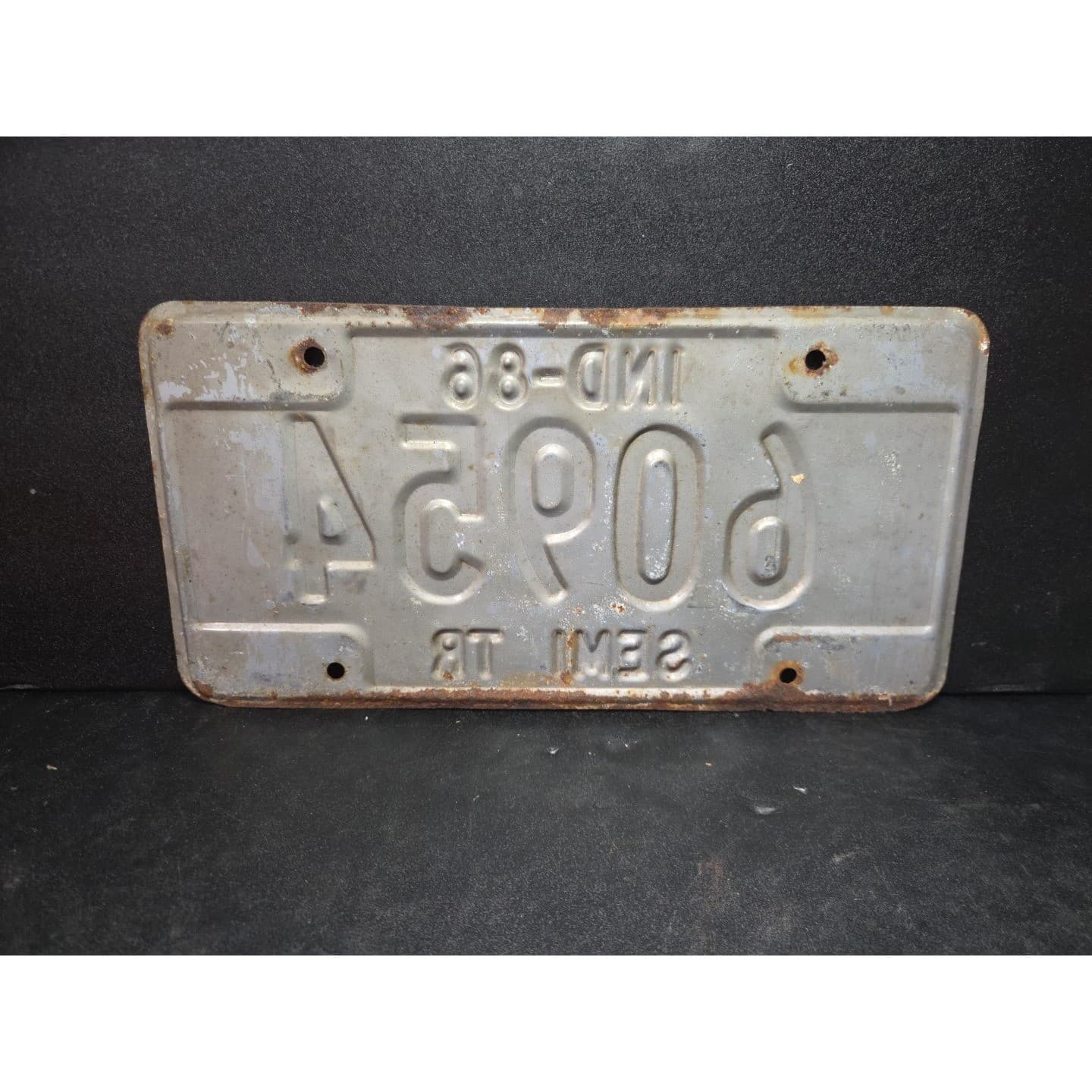 Indiana Semi Trailer License Plate 60954, Vintage Green White IND-86 - Thumbnail 2