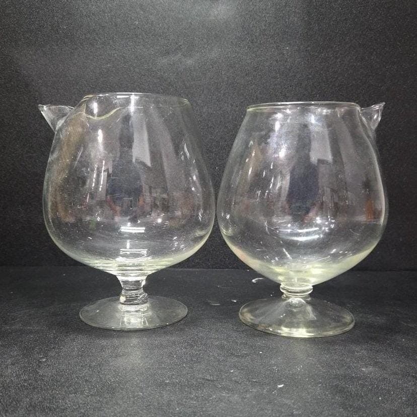 Cognac Large Clear Glasses, Set of 2, Pour Spout, Brandy Snifters, Barware - Thumbnail 7