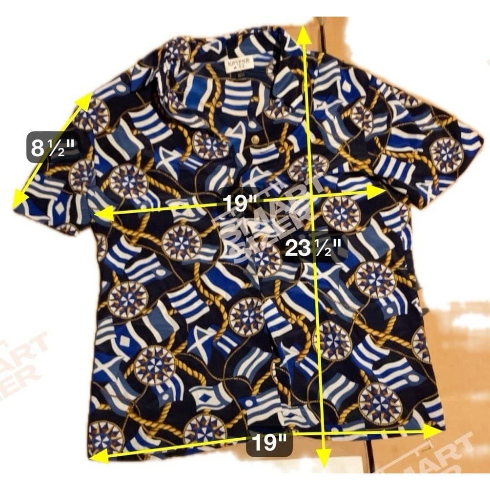 Kasper A.S.L. Blue Nautical Flag Compass Print Button Front, Woman's Size 4 Top - Thumbnail 2