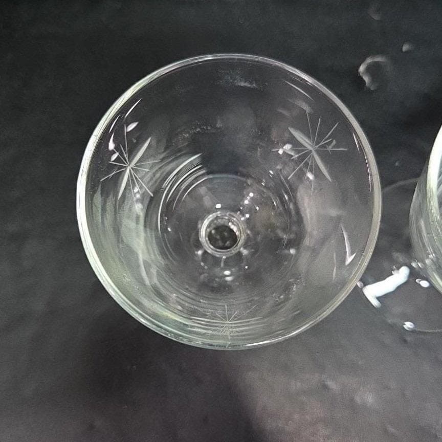 Libbey Rock Sharpe Starglow Cocktail Goblets, Set Of 2, Etched Glassware, #8900 - Thumbnail 5