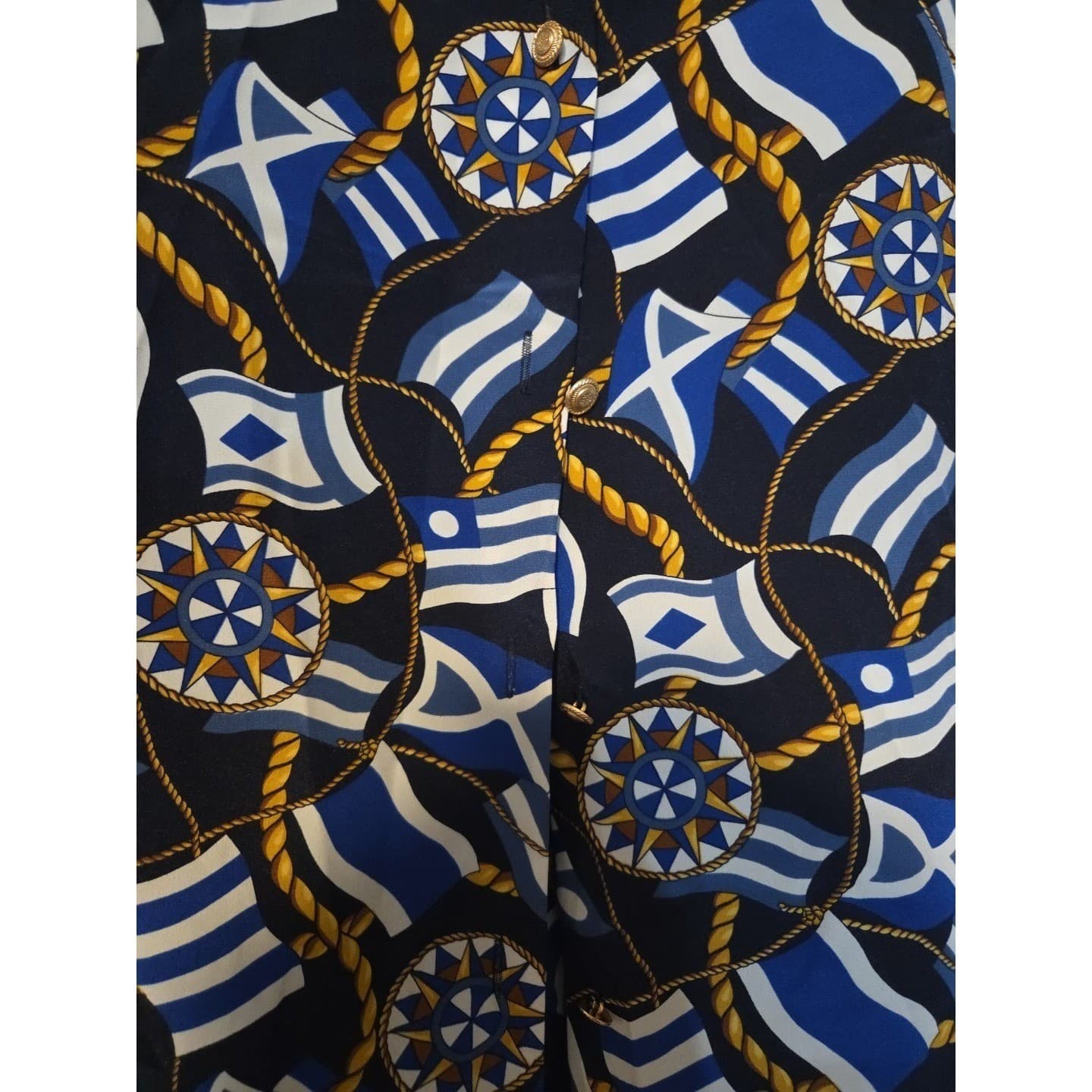 Kasper A.S.L. Blue Nautical Flag Compass Print Button Front, Woman's Size 4 Top - Thumbnail 6