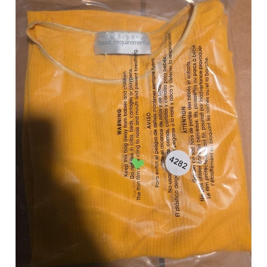 Basic Requirements Mustard Yellow Ribbed Short Sleeve Top, Women's Crew Neck - Thumbnail 6