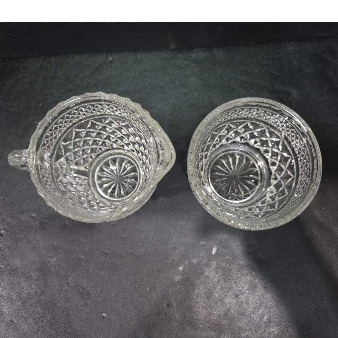 Anchor Hocking Wexford Creamer & Sugar Bowl, Vintage Clear Press Glass Tableware - Thumbnail 7