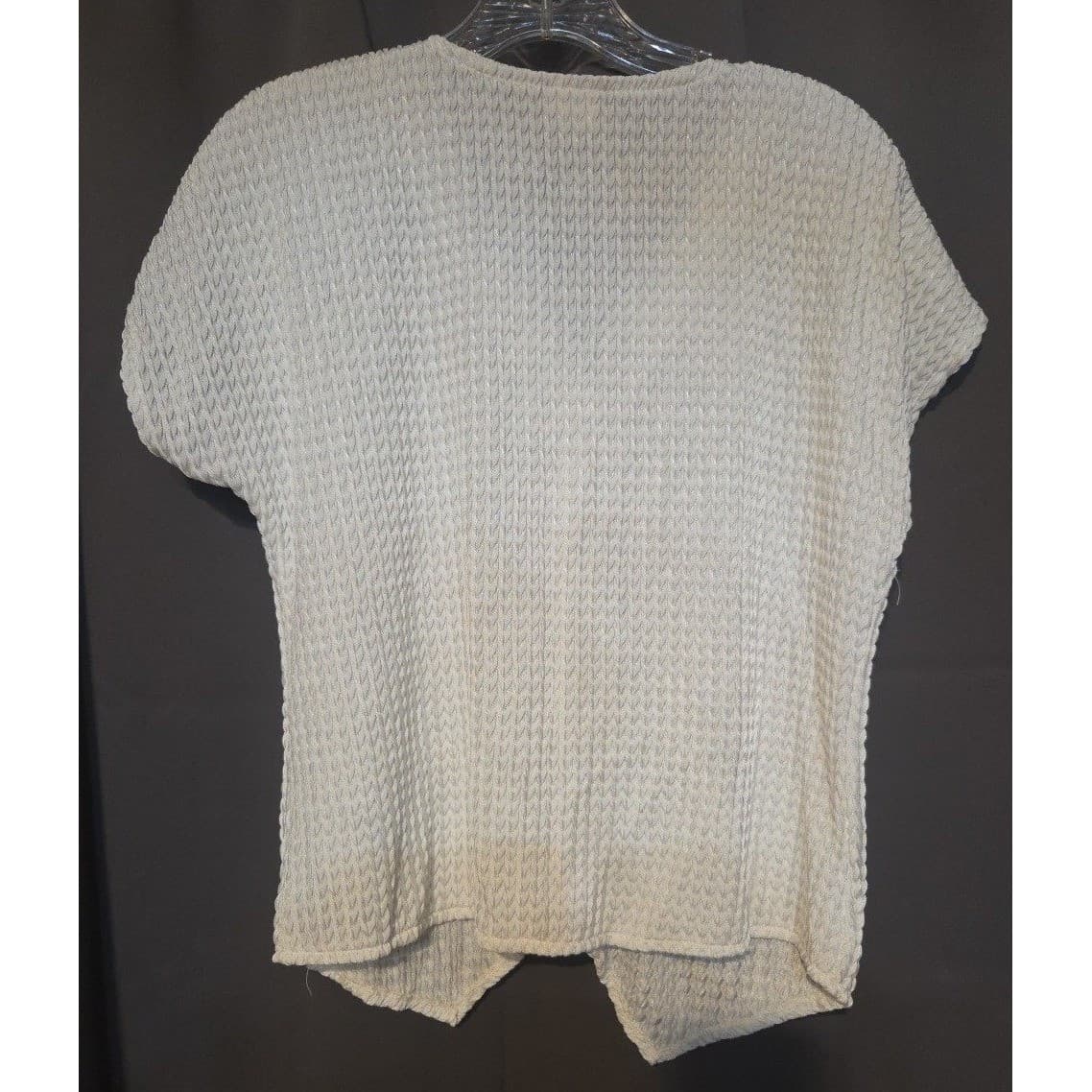 Lauren Lee White Textured Short Sleeve Button Front Top, Women's Small 53023 - Thumbnail 4