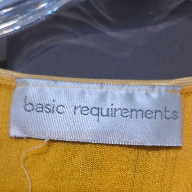 Basic Requirements Mustard Yellow Ribbed Short Sleeve Top, Women's Crew Neck - Thumbnail 5