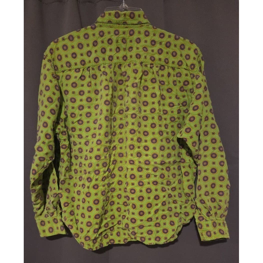 Lizwear Petite Green Medallion Print Button Down, Woman's Small Shirt, Boho Top - Thumbnail 4