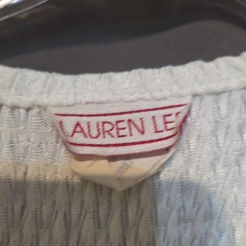 Lauren Lee White Textured Short Sleeve Button Front Top, Women's Small 53023 - Thumbnail 5