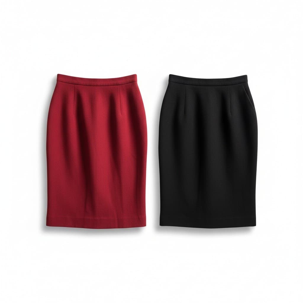 High Waisted Pencil Skirts, Set of 2, Red and Black, Vintage Knee Length, Size 6