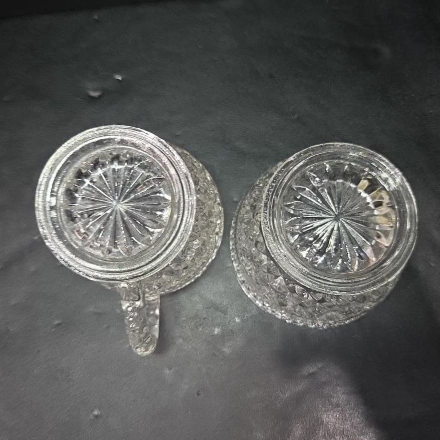 Anchor Hocking Wexford Creamer & Sugar Bowl, Vintage Clear Press Glass Tableware - Thumbnail 8
