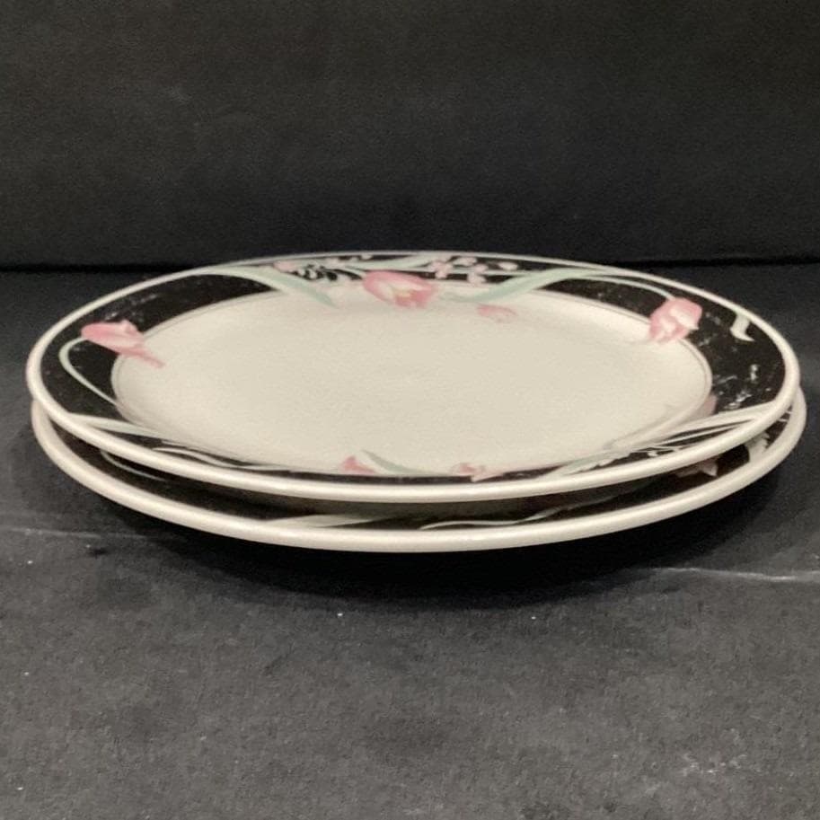 China Pearl Stoneware Serena Dinner Plates, Set of 2, Pink Tulips Dinnerware - Thumbnail 8