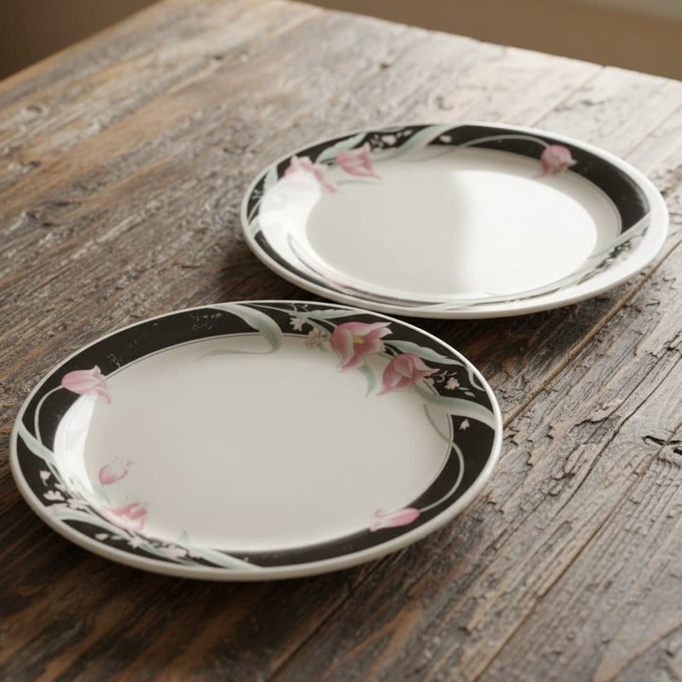 China Pearl Stoneware Serena Dinner Plates, Set of 2, Pink Tulips Dinnerware
