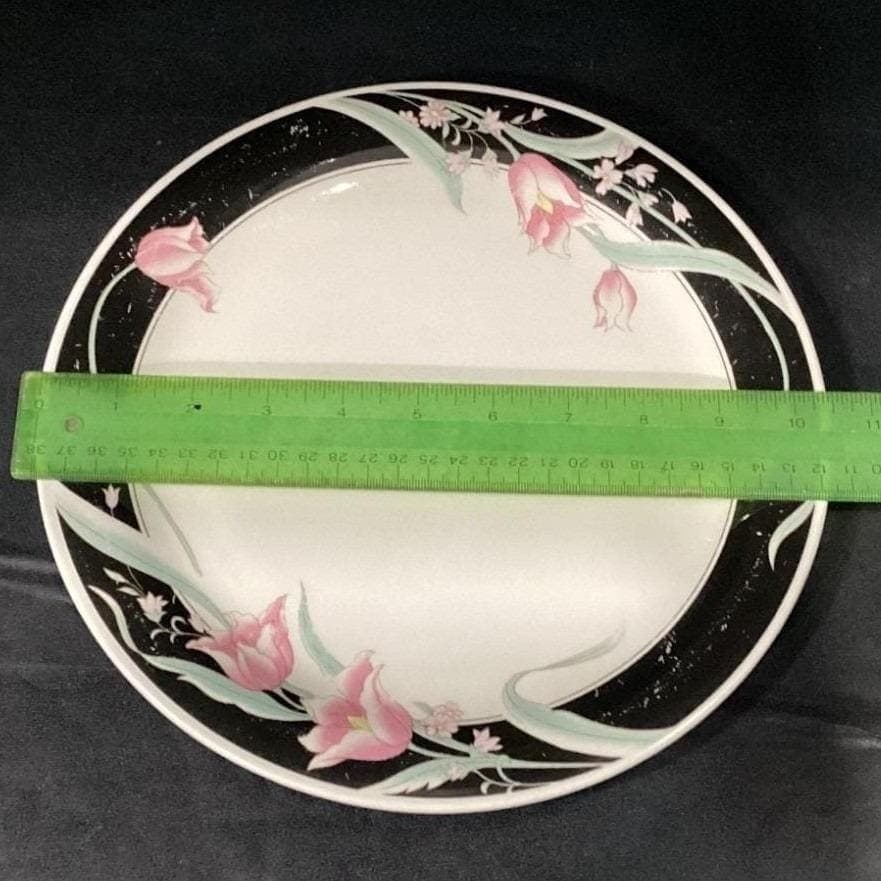 China Pearl Stoneware Serena Dinner Plates, Set of 2, Pink Tulips Dinnerware - Thumbnail 2