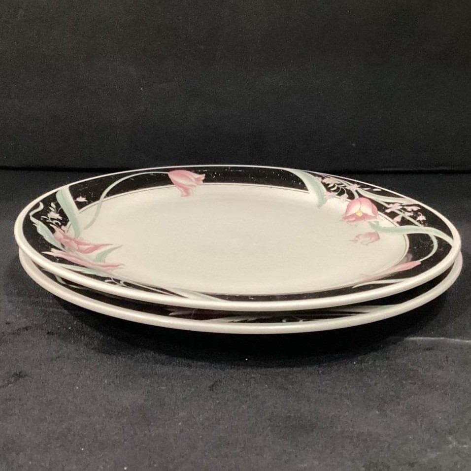 China Pearl Stoneware Serena Dinner Plates, Set of 2, Pink Tulips Dinnerware - Thumbnail 7