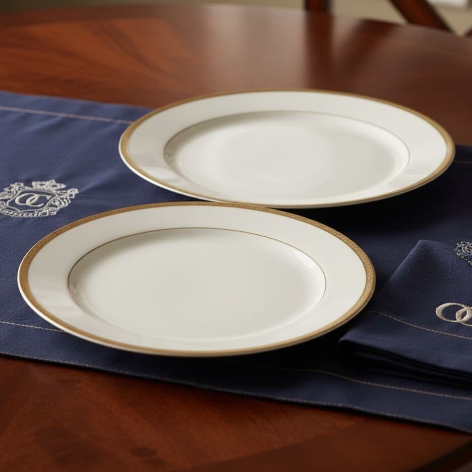 Charter Club Grand Buffet Gold Dinner Plates, Set of 2, White Porcelain Dining