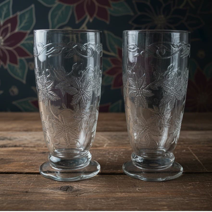 Princess House Fantasia Footed Glasses, Set of 2, Vintage Crystal Tumblers