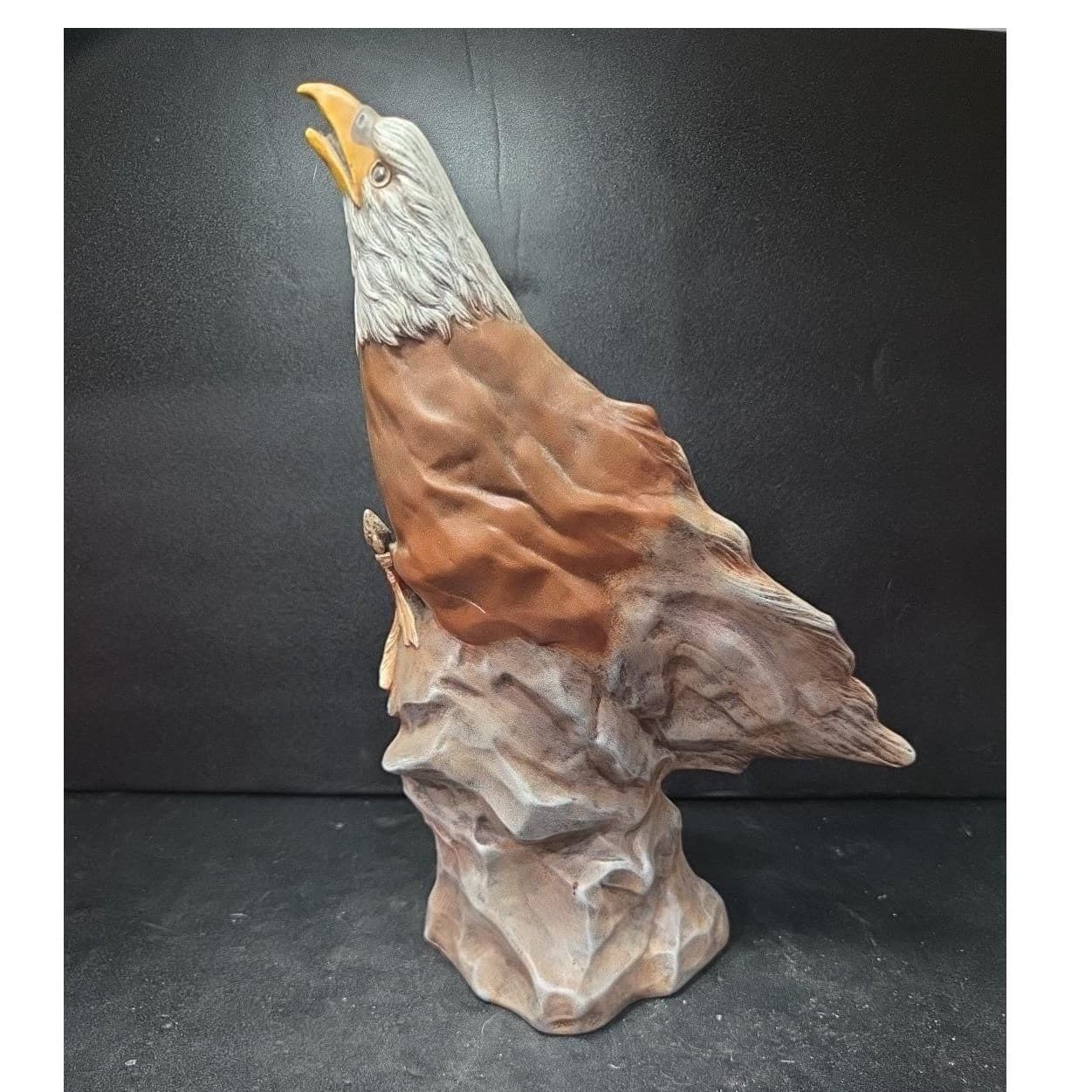 Native American Inspired Eagle Warrior Sculpture, Hand-Painted Ceramic Figurine - Thumbnail 4