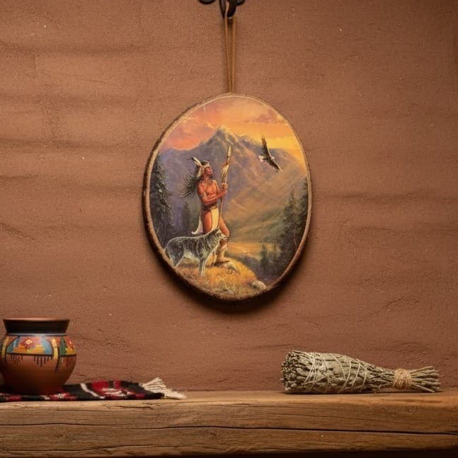 Native American Style Bear Country Wall Art, Black Hills SD Wood Hanging Plague