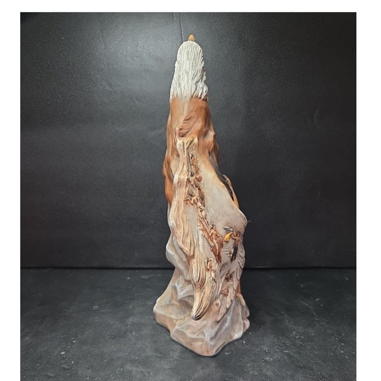 Native American Inspired Eagle Warrior Sculpture, Hand-Painted Ceramic Figurine - Thumbnail 3