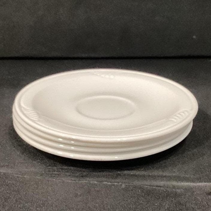 Corning Corelle Pyroceram Cordon Blanc White Embossed Swirl 4 TEA CUP Saucers - Thumbnail 11
