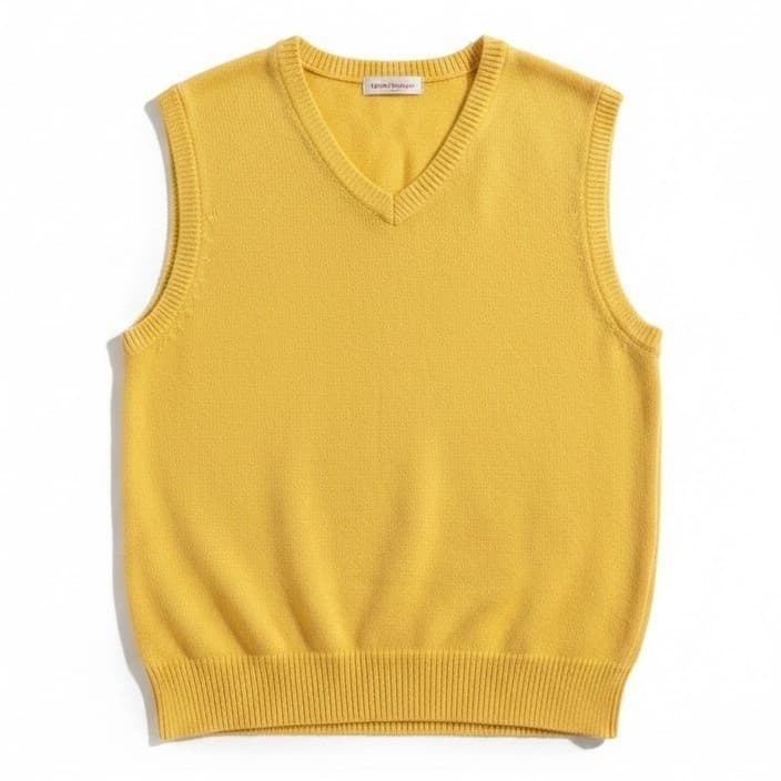 Montgomery Ward Yellow V-Neck Sweater Vest, Woman's XL, Vtg 100% Virgin Acrylic