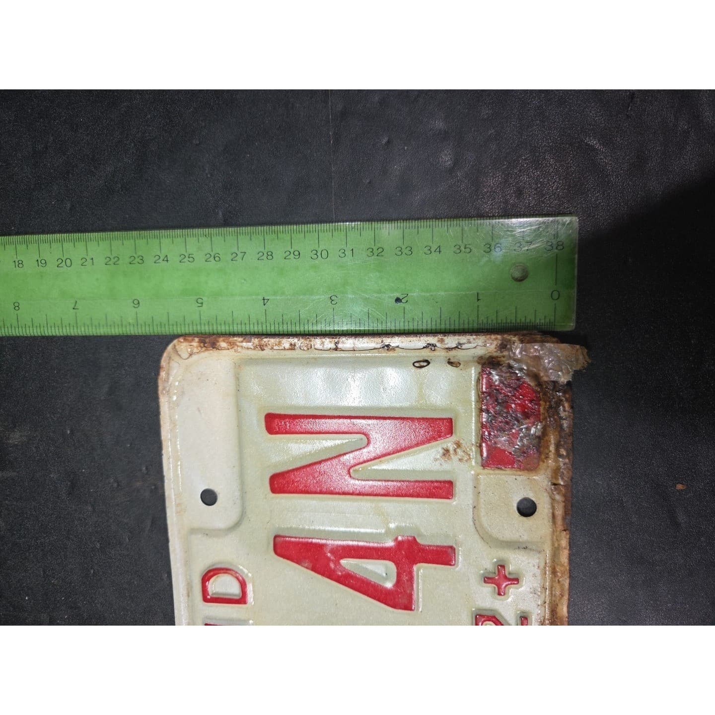 Indiana Tractor License Plate 16514N, Red White Hoosier State, Vintage 73-IND - Thumbnail 5