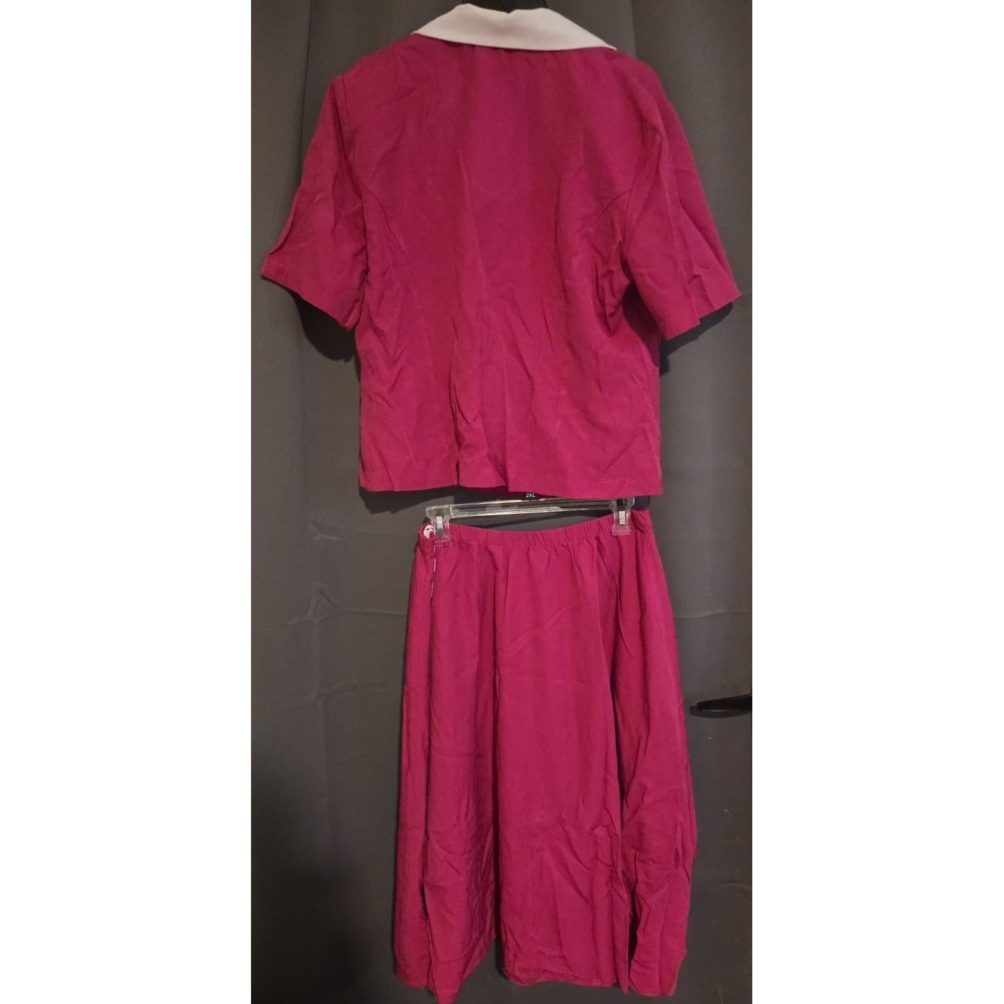 Whirlaway Frocks Magenta Pink 2 Piece Skirt Set, Scalloped Collar, Retro Vintage - Thumbnail 3