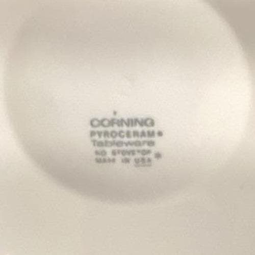 Corning Corelle Pyroceram Cordon Blanc White Embossed Swirl 4 TEA CUP Saucers - Thumbnail 3