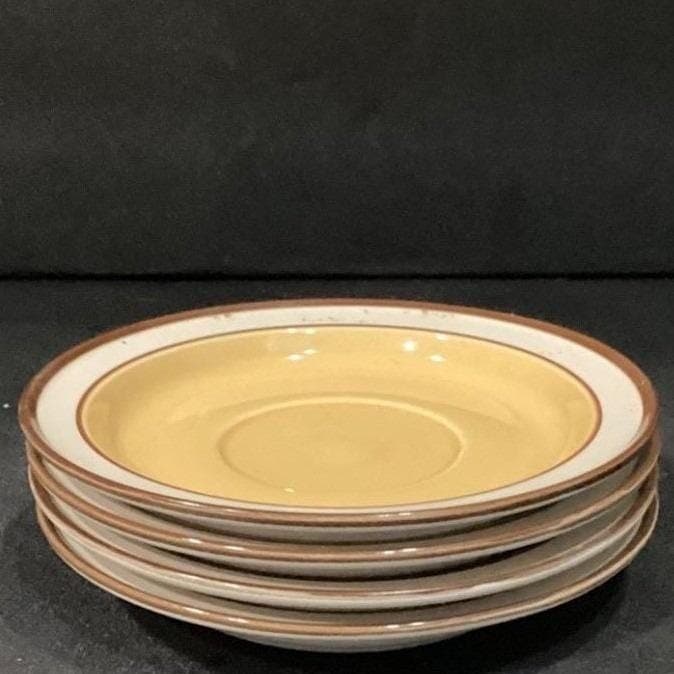 Sandalwood by Celebrity Saucers, Set of 4, Genuine Stoneware Japan, Mid-Century - Thumbnail 9