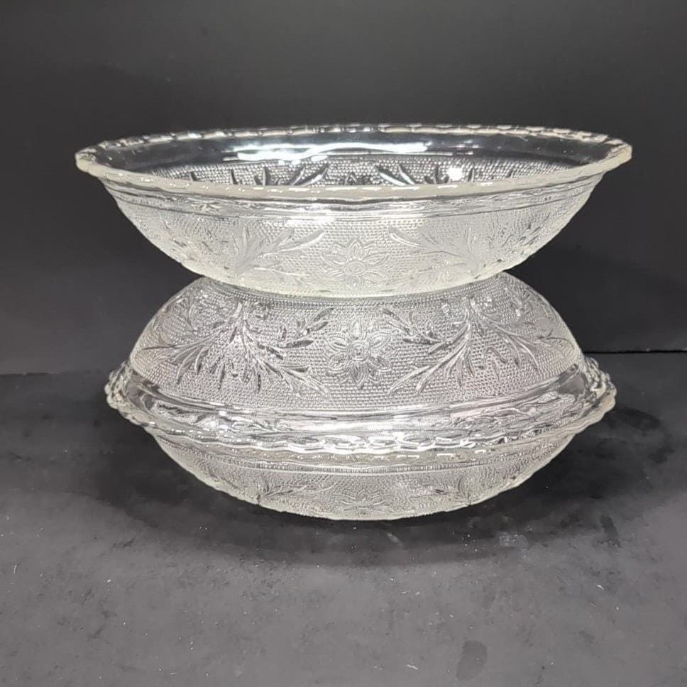 Anchor Hocking Clear Sandwich Pattern Oval Bowls, Set of 3, Vintage Replacements - Thumbnail 8