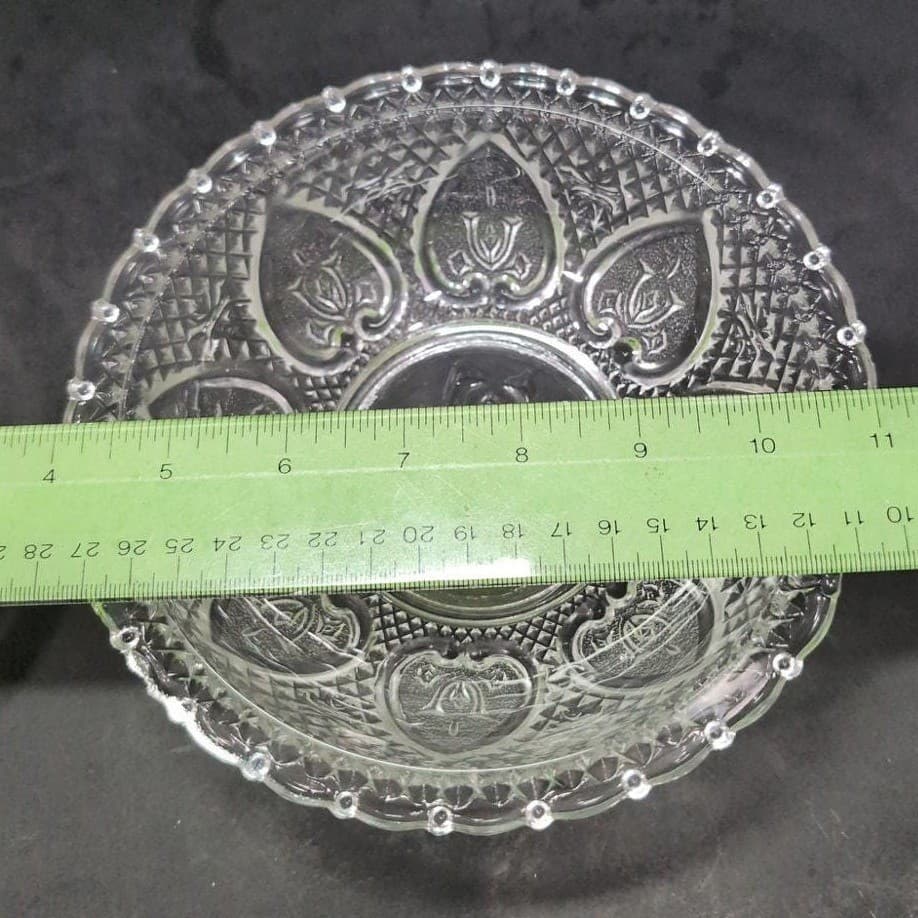 Pasari Indonesia Lidded Candy Dish, Hearts & Flowers Pattern, Pressed Glass Jar - Thumbnail 7