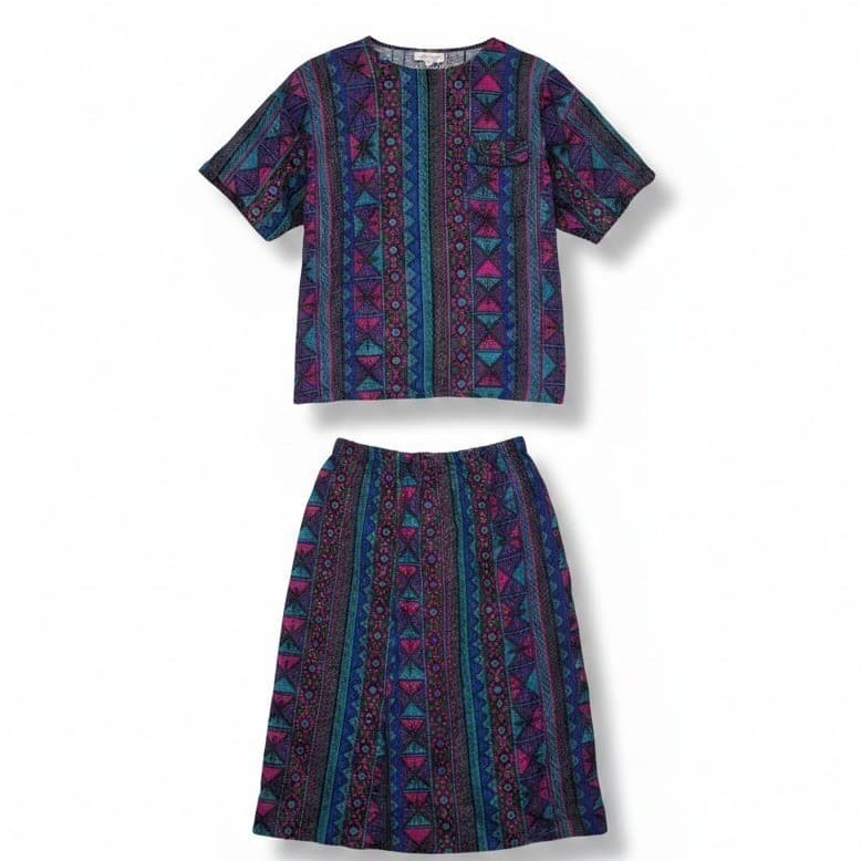 Norton McNaughton Vintage Geometric Print 2 Piece Skirt Set, Women's Size 14