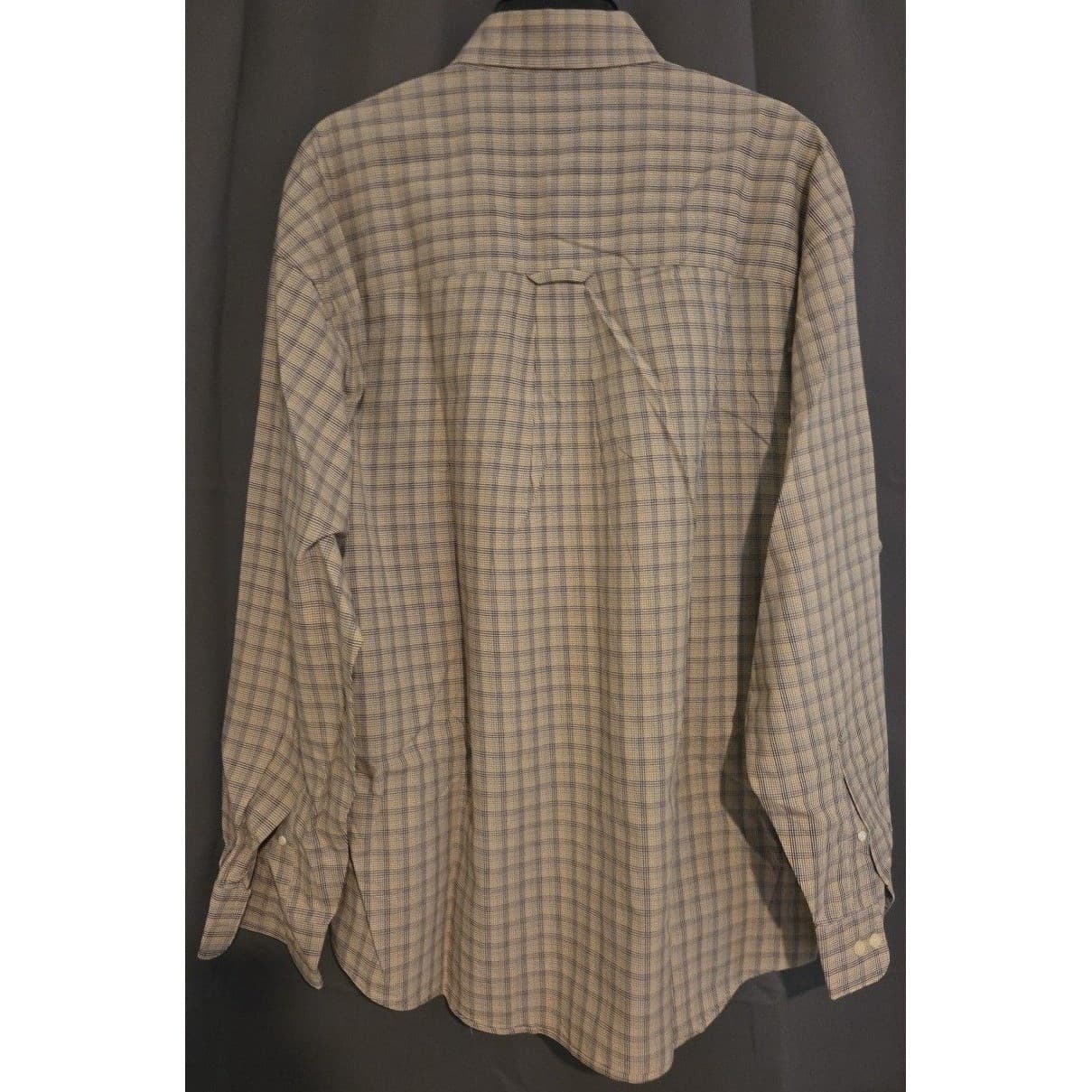 Gant Classic Poplin Button Down Shirt, Tan Blue Check Long Sleeve, Men's Large - Thumbnail 4
