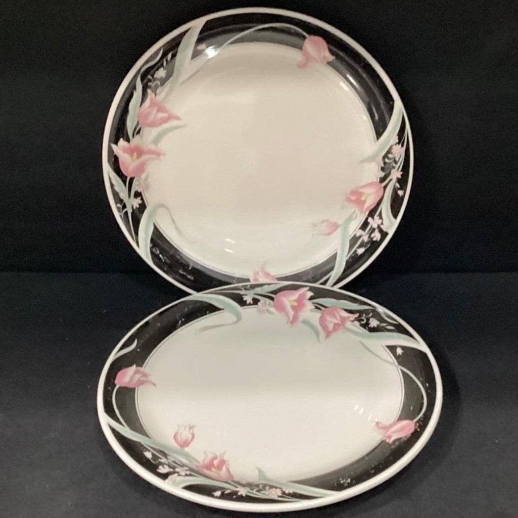 China Pearl Stoneware Serena Dinner Plates, Set of 2, Pink Tulips Dinnerware - Thumbnail 6