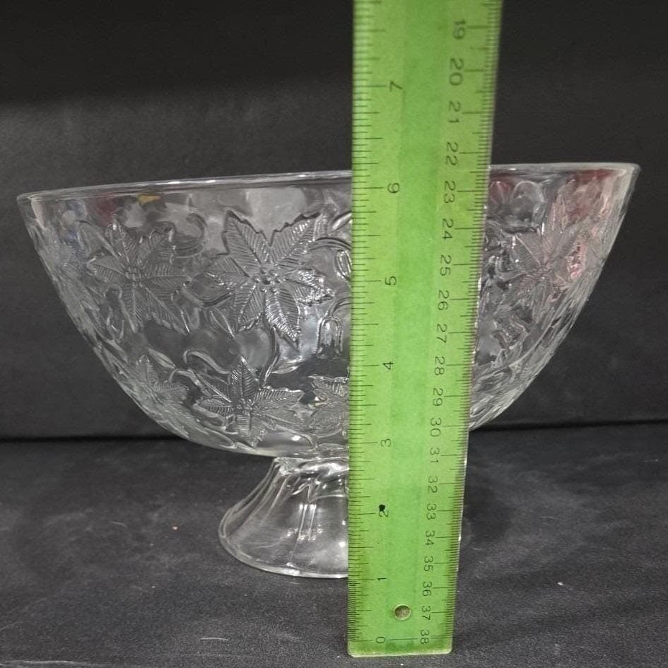 Princess House Fantasia Compote Pedestal Bowl #574, Vintage Etched Serving Dish - Thumbnail 3
