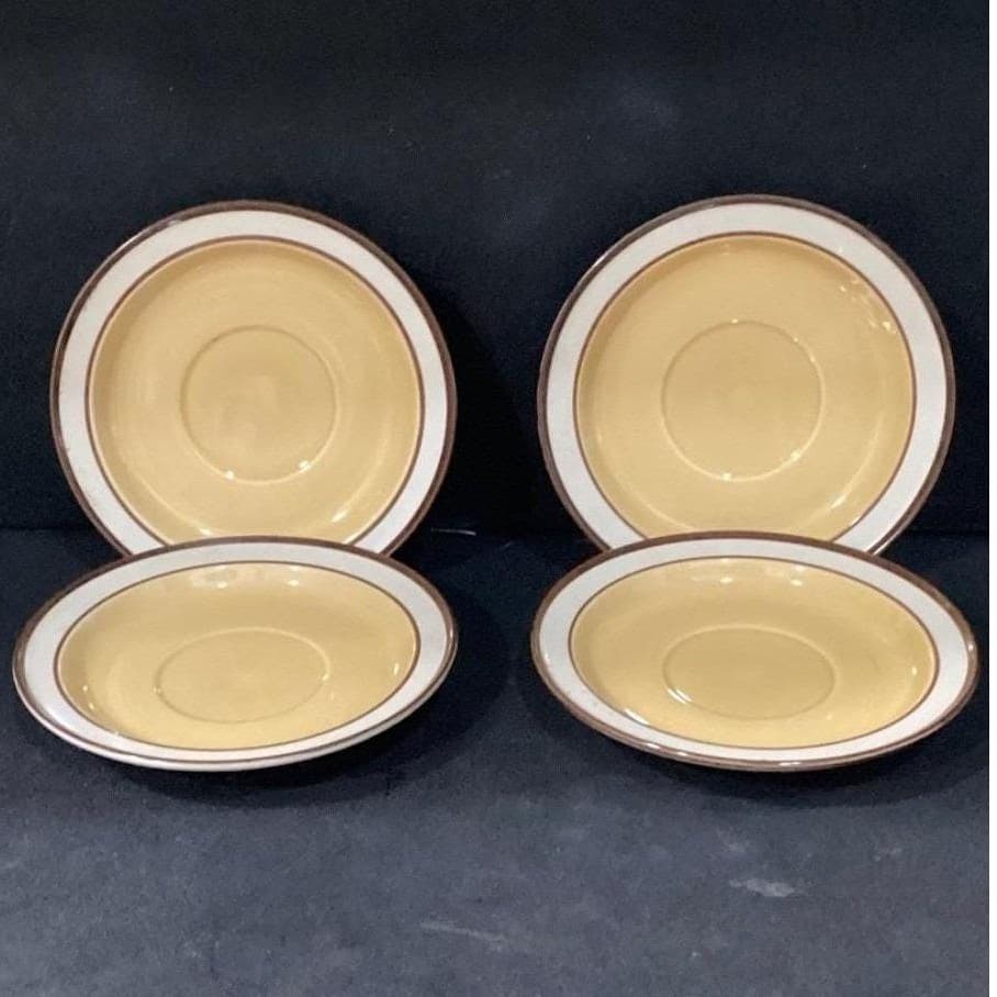 Sandalwood by Celebrity Saucers, Set of 4, Genuine Stoneware Japan, Mid-Century - Thumbnail 2