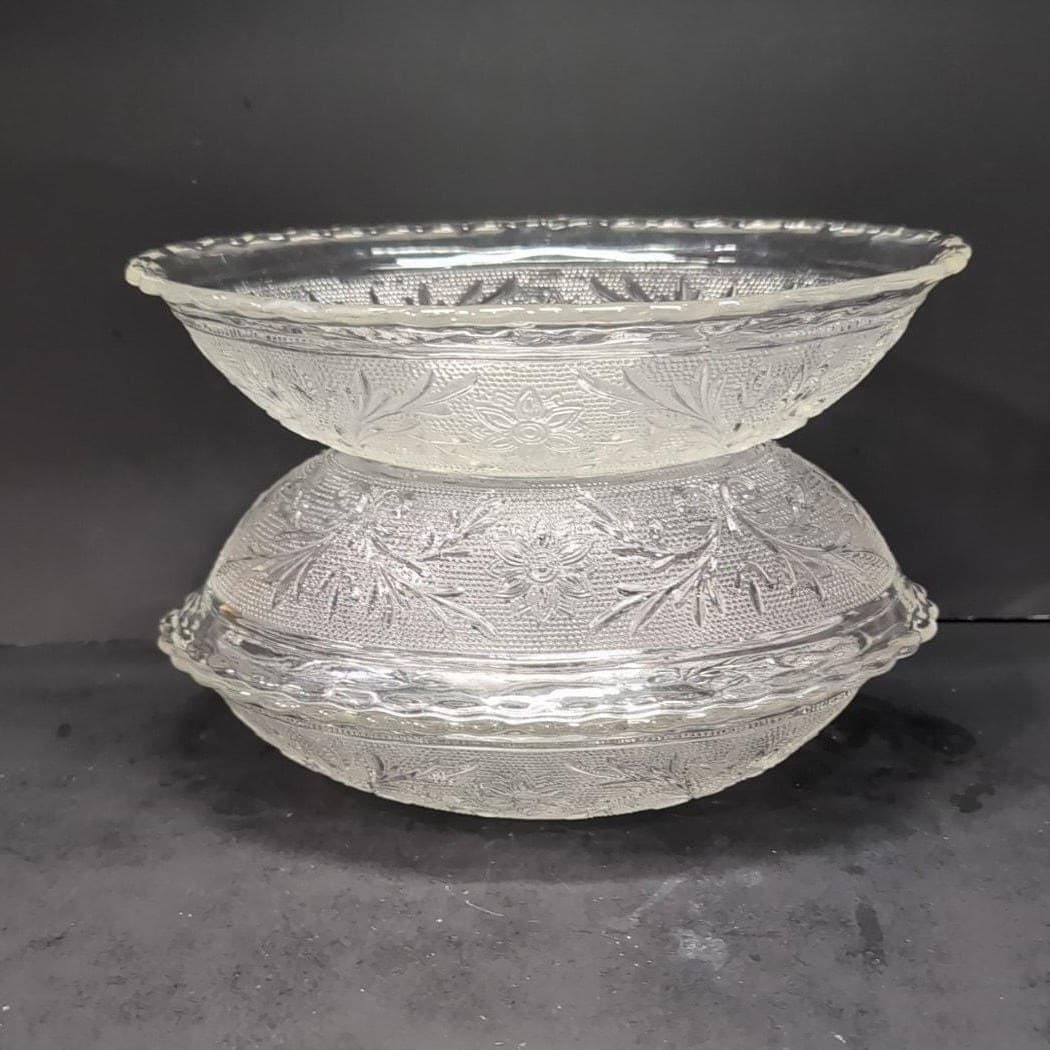 Anchor Hocking Clear Sandwich Pattern Oval Bowls, Set of 3, Vintage Replacements - Thumbnail 10