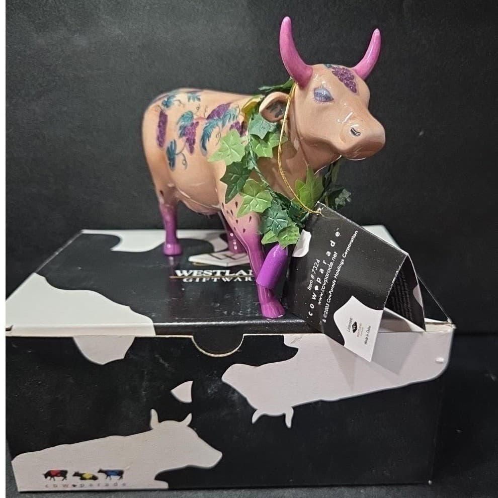 Cow Parade Fine Wine Bovine Figurine, Westland Giftware, #7324, Box and tag - Thumbnail 4