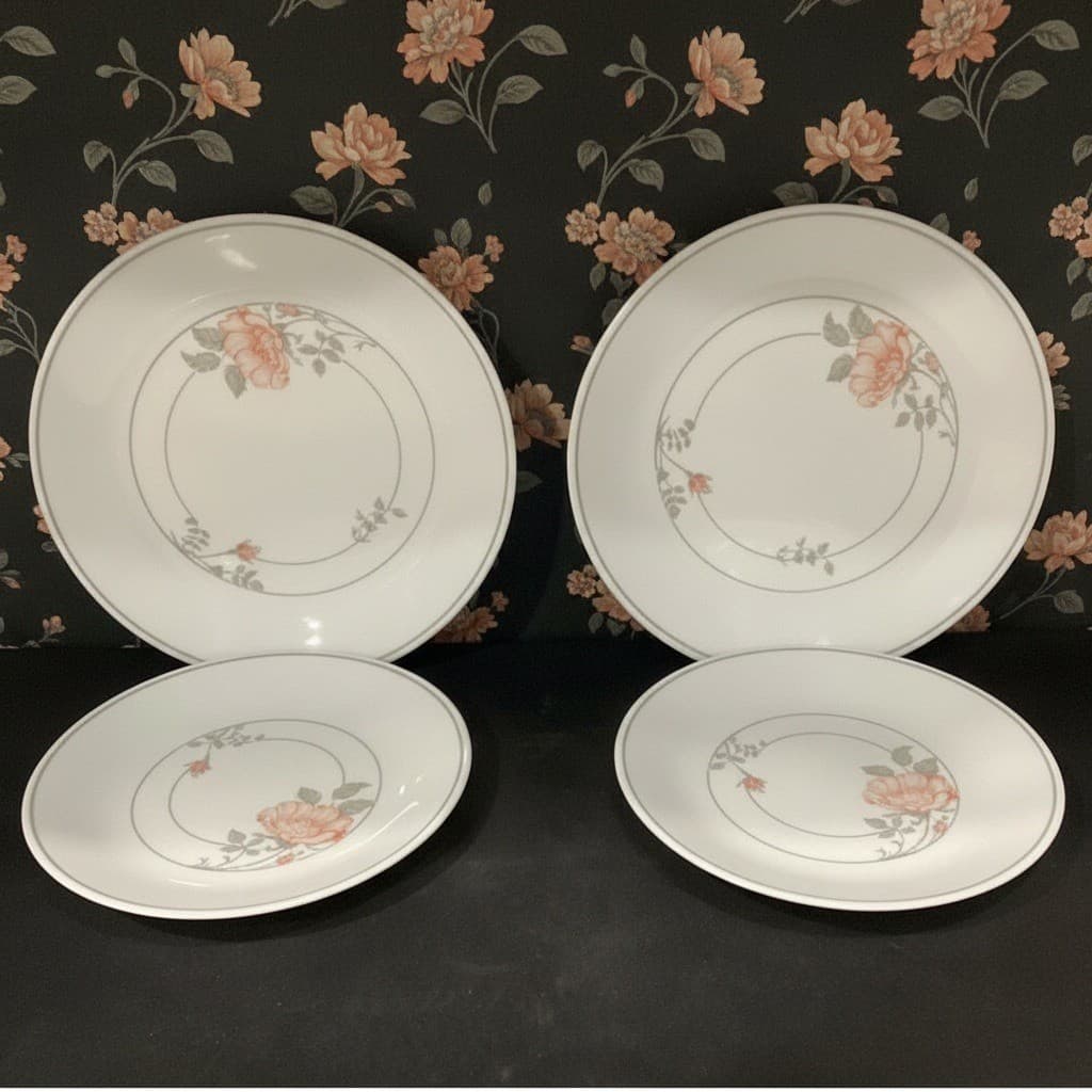 Corelle Corning Desert Blossom Dinner & Salad Plates, Set of 4, White Dinnerware