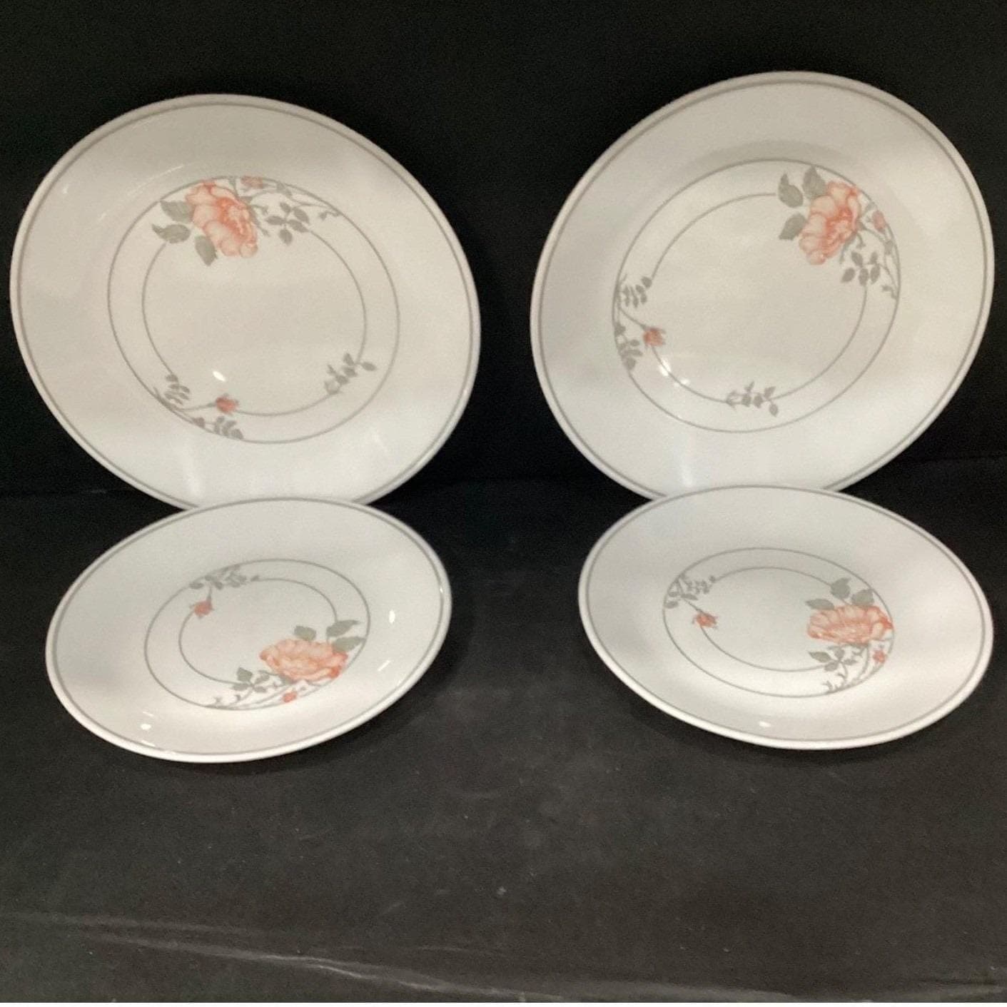 Corelle Corning Desert Blossom Dinner & Salad Plates, Set of 4, White Dinnerware - Thumbnail 8