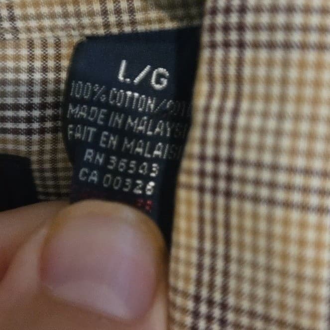Gant Classic Poplin Button Down Shirt, Tan Blue Check Long Sleeve, Men's Large - Thumbnail 6