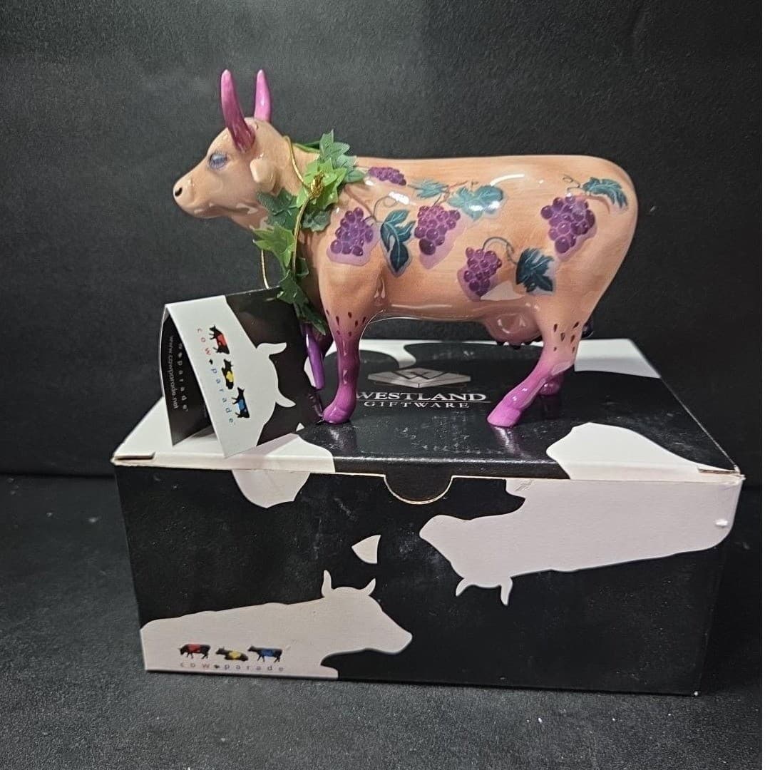 Cow Parade Fine Wine Bovine Figurine, Westland Giftware, #7324, Box and tag - Thumbnail 7