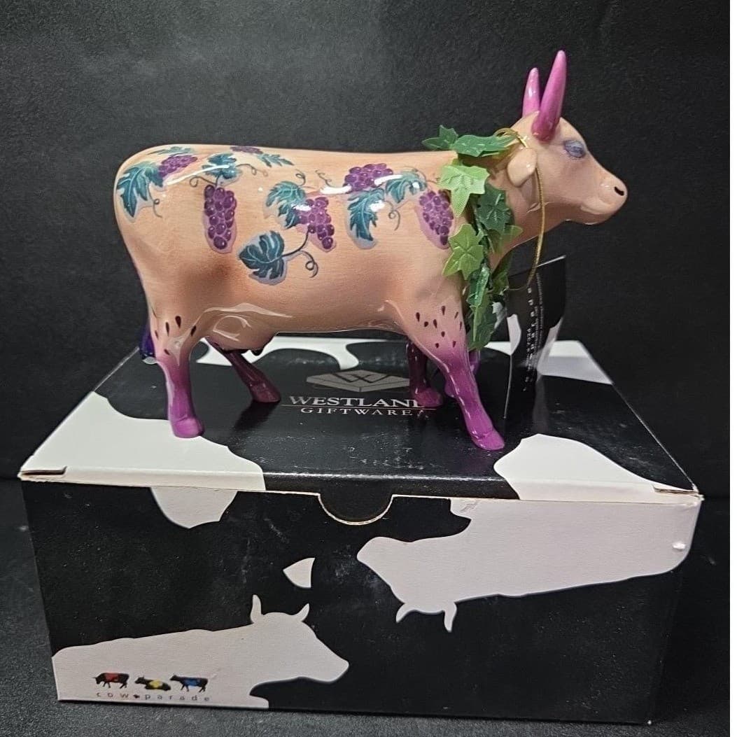 Cow Parade Fine Wine Bovine Figurine, Westland Giftware, #7324, Box and tag - Thumbnail 5