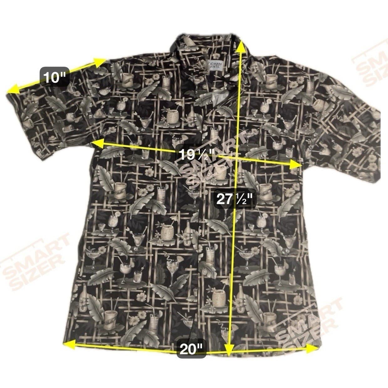 Windham Pointe Tropical Cocktail Bamboo Print Cotton Button Down, Men's Small - Thumbnail 2