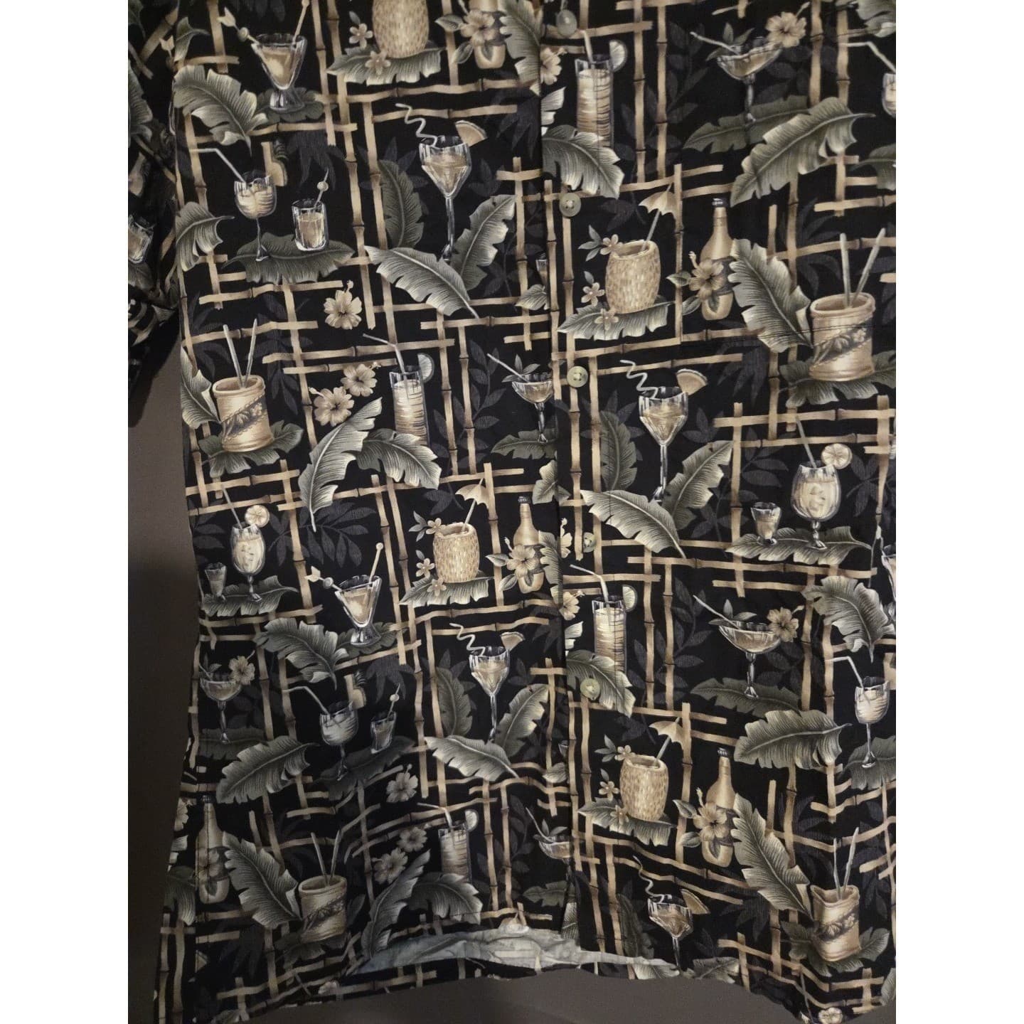 Windham Pointe Tropical Cocktail Bamboo Print Cotton Button Down, Men's Small - Thumbnail 7