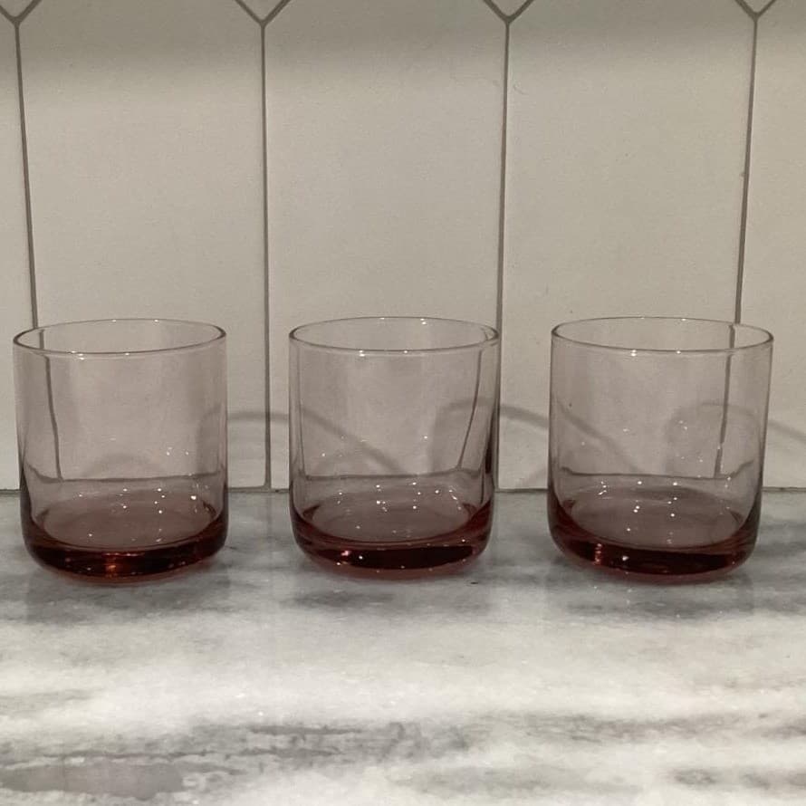Libbey Pink Plum Lowball Tumblers, Set Of 3, Vintage Inspired Glasses, Drinkware - Thumbnail 2