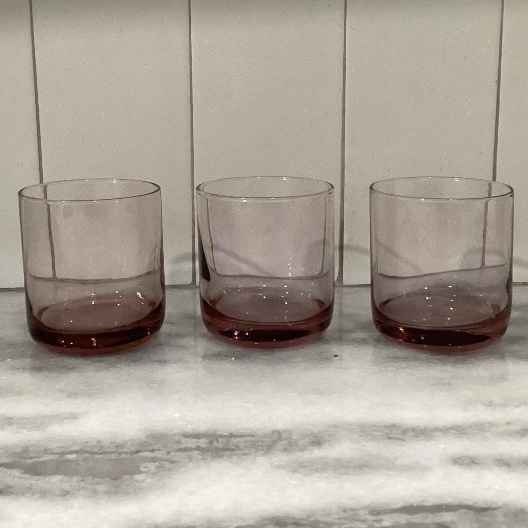 Libbey Pink Plum Lowball Tumblers, Set Of 3, Vintage Inspired Glasses, Drinkware - Thumbnail 9