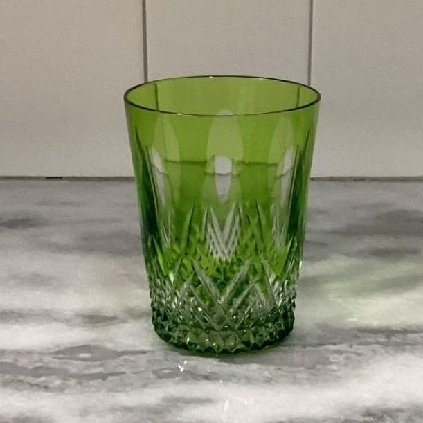 Nachtmann Traube Green Lowball Tumbler, Cut Crystal Rocks Glass, Emerald Barware - Thumbnail 8
