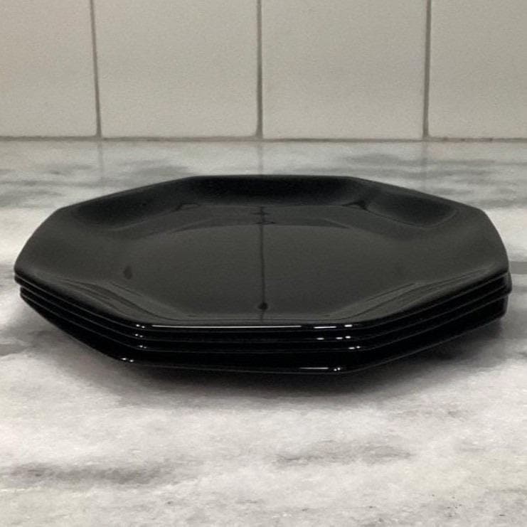 Arcopal Novoctime Black Salad Plates, Set of 4, Vintage Dinnerware, Tableware - Thumbnail 7